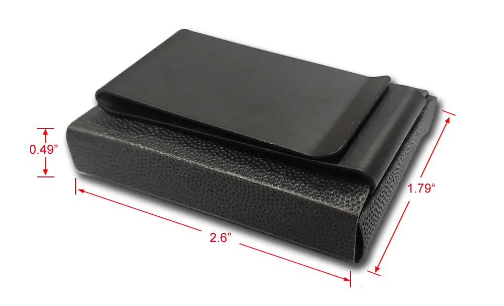 Flash paper clip holder: 2.6 x 1.79 x 0.49 in (6.6 x 4.5 x 1.2 cm)