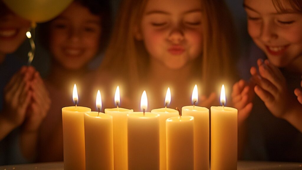 Birthday candle that lights itself on a cake